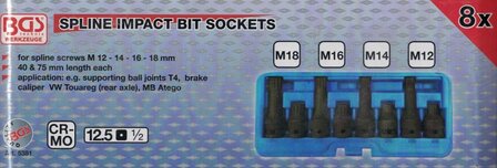 Bgs Technic Kracht Bit doppenset (1/2) schijf Spline 8 delig