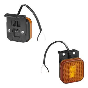 Zijmarkeringslamp 12/24V oranje 65 x 65 mm LED met houder