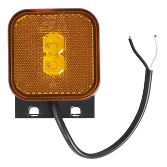 Zijmarkeringslamp 12/24V oranje 65 x 65 mm LED met houder