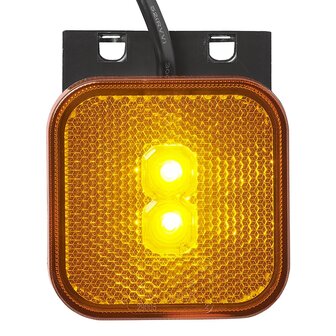 Zijmarkeringslamp 12/24V oranje 65 x 65 mm LED met houder