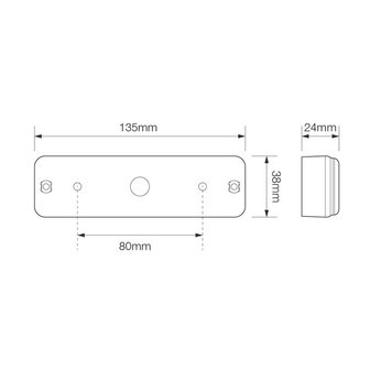 Achterlicht 12/24V 2 functies 135x38mm LED met houder zwart