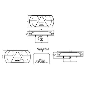 Achterlicht 6 functies 296x142mm 32LED rechts