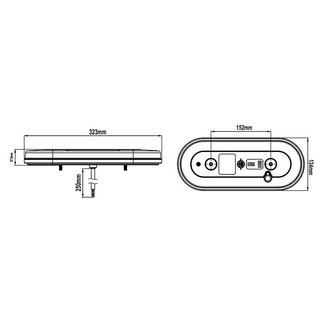 Achterlicht 6 functies 323x134mm 54LED rechts