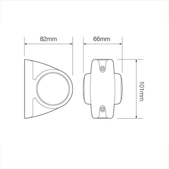 Breedtelicht 12/24V rood/wit/oranje 101x82mm LED