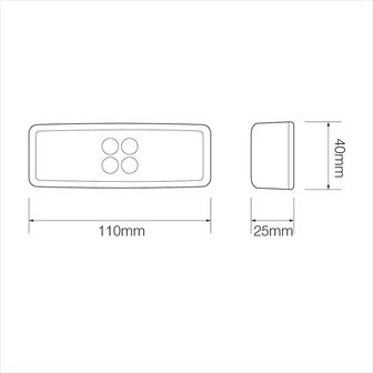 Markeringslamp 12/24V rood 110x40mm LED