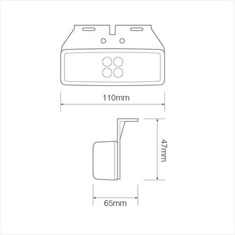 Markeringslamp 12/24V rood 110x40mm LED met houder