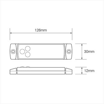 Markeringslamp 12/24V wit 126x30mm LED