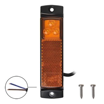 Zijmarkeringslamp 12/24V oranje 126x30mm LED