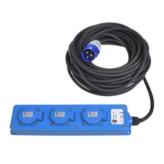 CEE 3-weg stekkerdoos 20M (2xSchuko + 1x2-USB)