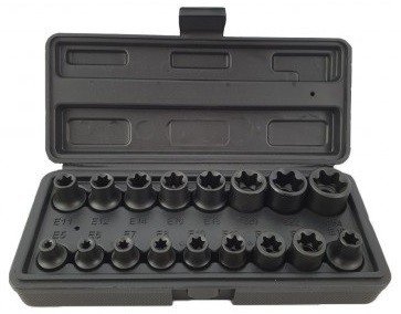 Krachtdoppen 3/8 &amp; 1/2 set E-Torx 17-delig