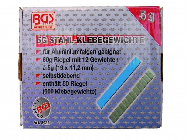 Bgs Technic Balanceer gewicht, 12 x 5g, 50 delig