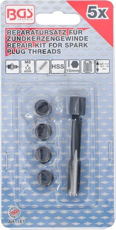 Bgs Technic Reparatieset voor vonk bougie schroefdraad M8 x 1,0 mm