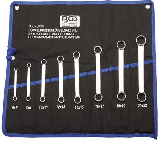 Bgs Technic Ringsleutelset, dubbel, 8 delig