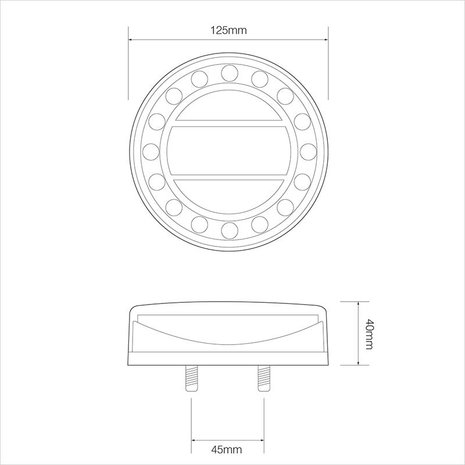 Achterlicht 12/24V 4 functies 125mm LED