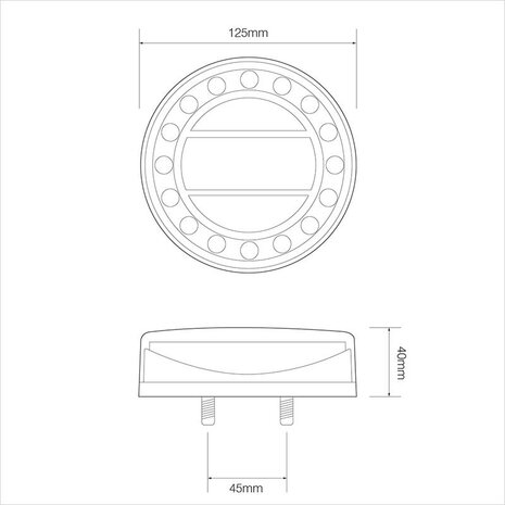 Achterlicht 12/24V 4 functies 125mm LED