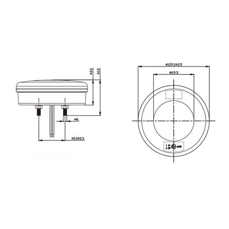 Achterlicht 3 functies 122mm 24LED