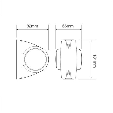 Breedtelicht 12/24V rood/wit/oranje 101x82mm LED