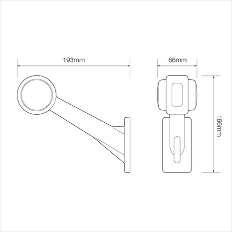 Breedtelicht 12/24V rood/wit/oranje 166x193mm LED rechts