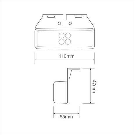 Zijmarkeringslamp 12/24V oranje 110x40mm LED met houder