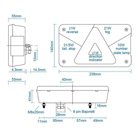 Aspöck Multipoint V achterlicht links