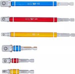 Adapterset voor boormachines gekleurd Aandrijfbuitenzeskant (1/4) Uitgaand buitenzeskant (1/4), (3/8), (1/2) 75 - 150 mm 6-dlg