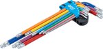 Stiftsleutelset meerkleurig extra lang T-profiel (voor Torx) met kogelkop T10 - T50 9-dlg