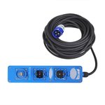 CEE 3-weg stekkerdoos 20M (2xSchuko + 1x2-USB)