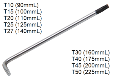 Bgs Technic Stiftsleutel extra lang T-profiel (voor Torx) met/zonder boring