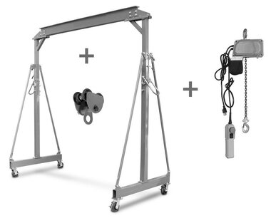 Pack portaalkraan 1 ton + looptkat + kettingtakel 300 kg