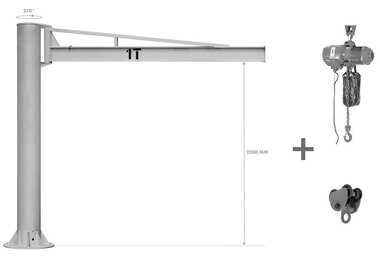 Set kolomzwenkkraan 1ton elektrische kettingtakel 1ton met haak